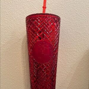 Starbucks Ruby Red Textured Tumbler with Straw